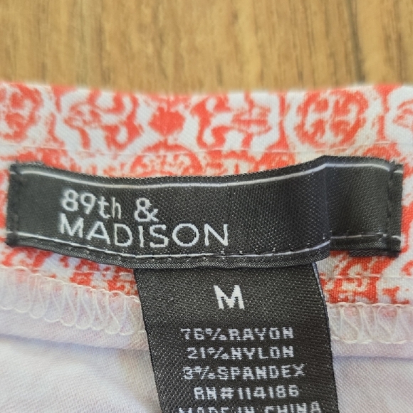 89th & Madison Coral And White Capri Pants - Picture 4 of 7